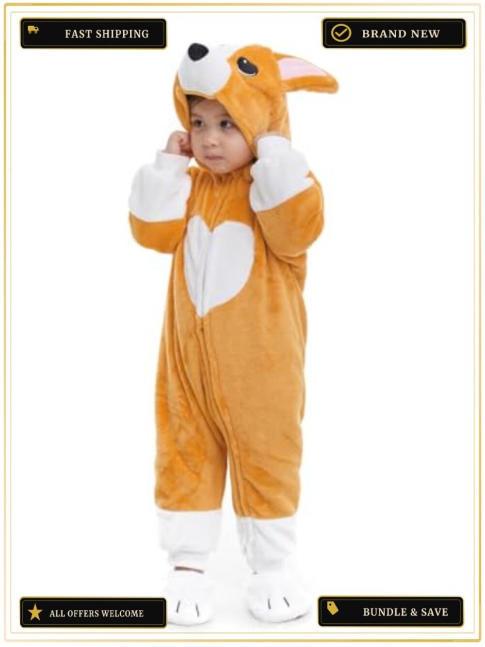 Flannel Dog Costume Onesie Baby Toddler 0-4T Full Body
